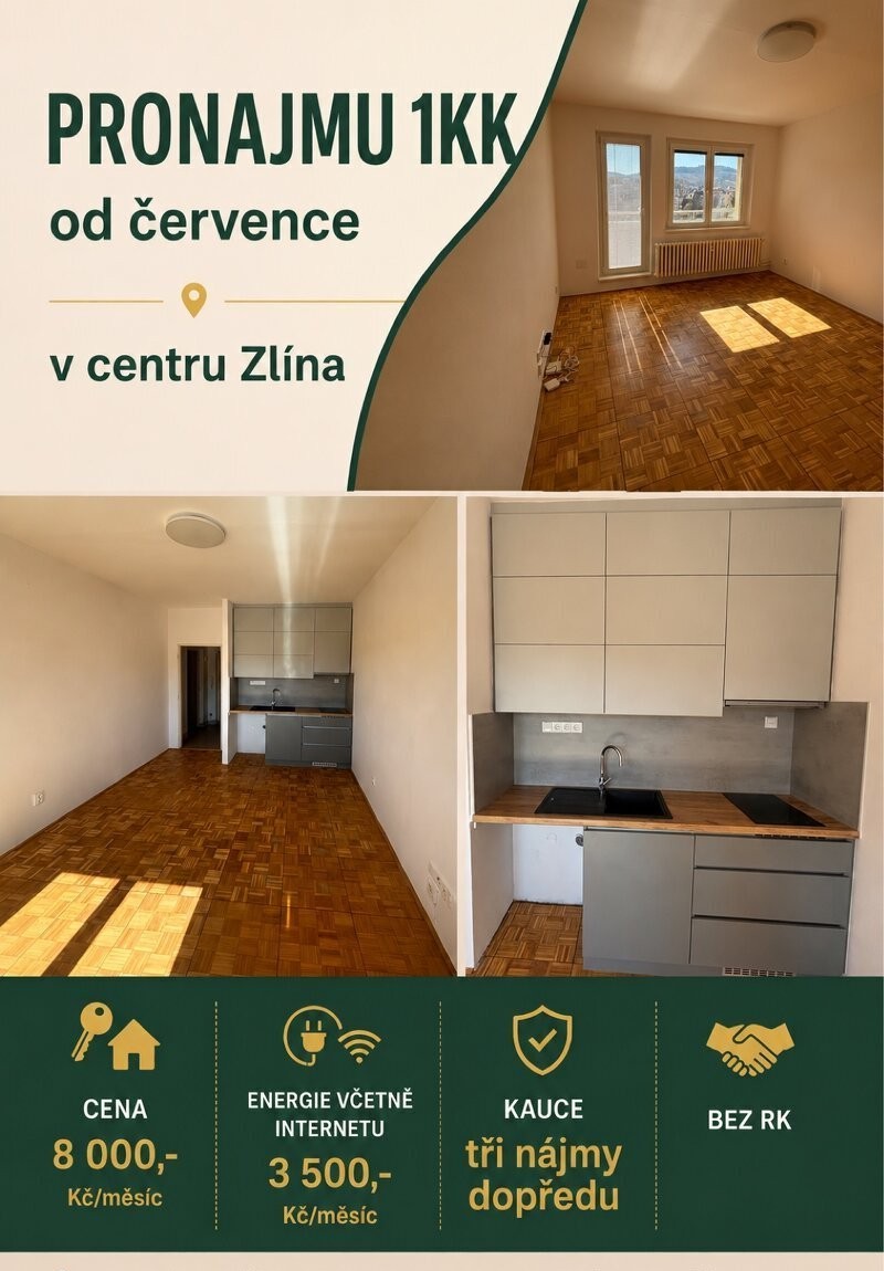 Pronájem bytu 1+kk - Zlín - centrum
