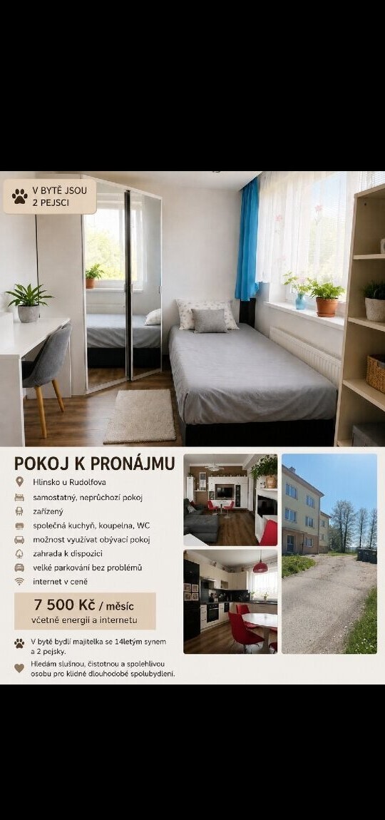 Pronájem samostatného pokoje - Hlinsko, České Budějovice