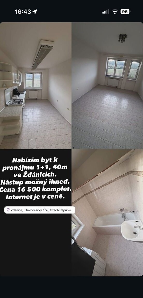 Pronájem bytu 1+1 - Ždánice